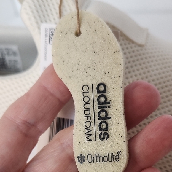 Adidas Cream Slip-On Sneakers with Silver Stripes